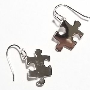Sterling Silver Puzzle Pieces Earrings